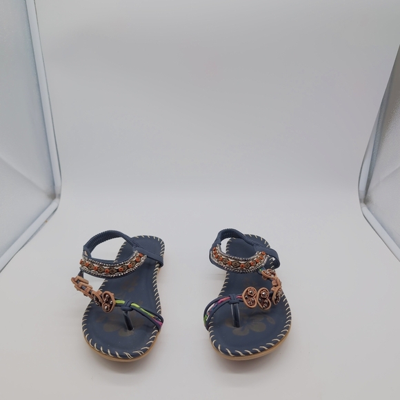Embellished Navy Sandals Cool BOHO style Sz 6 - Picture 3 of 7